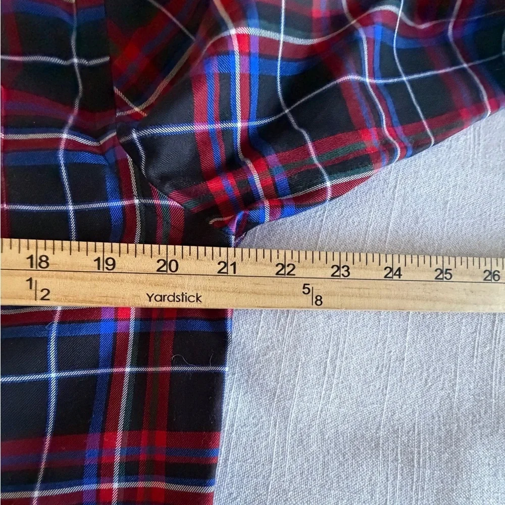 Jos. A. Bank Shirt Mens M Red Blue Plaid Tailored Long Sleeve Button Down Casual
